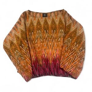 Bobeau Women’s Orange & Pink Patterned Cropped Top Size Large Boho